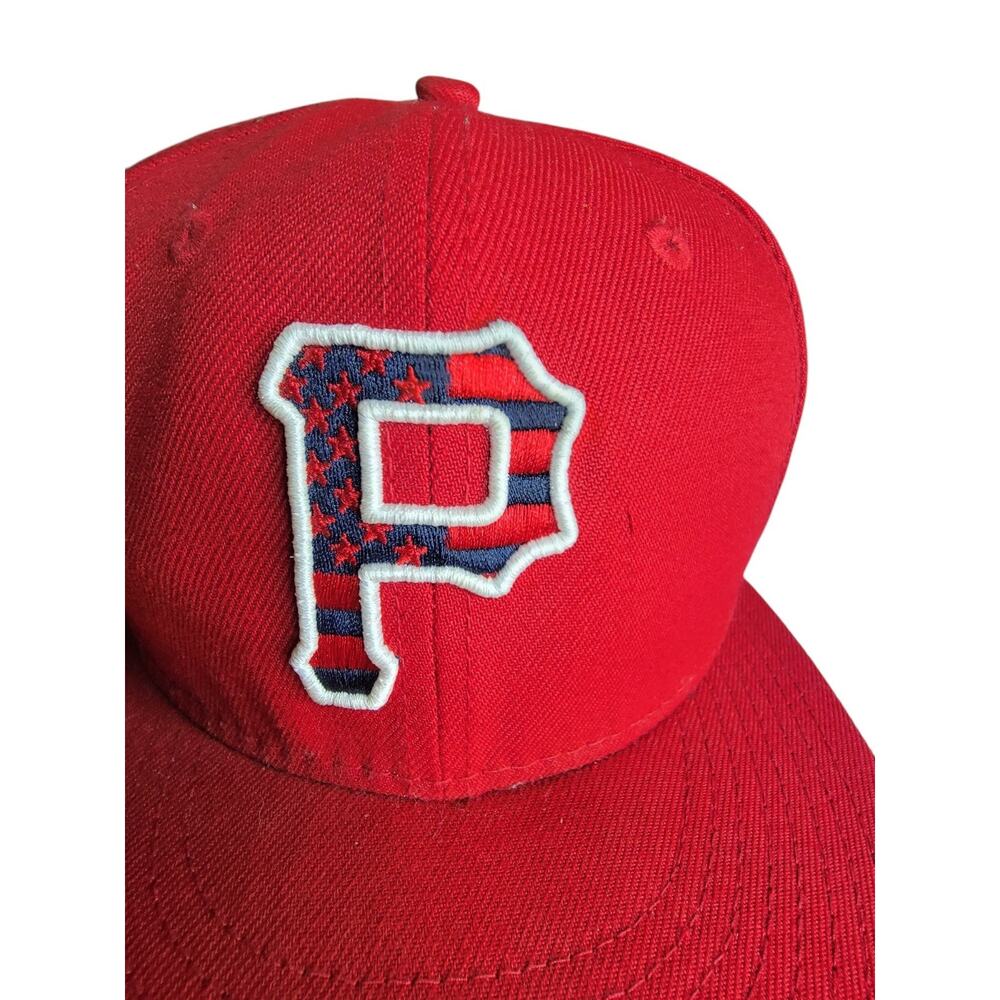 Pittsburgh Pirates New Era Red Patriotic Flag HAT 4th Of July Hat 7 1/2